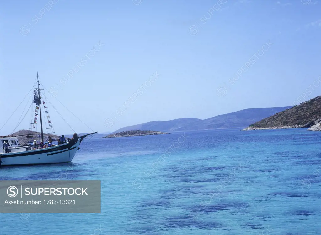 Boat trip to small islands, Lipsi, Greece.