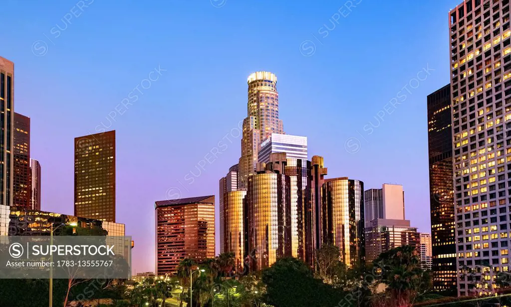 Downtown Los Angeles skyline of financial core; Los Angeles, California, United States of America