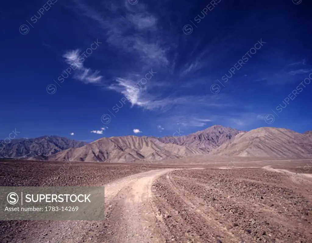 Dirt road above the Indus Valley, Leh, Ladakh, Jammu & Kashmir, India