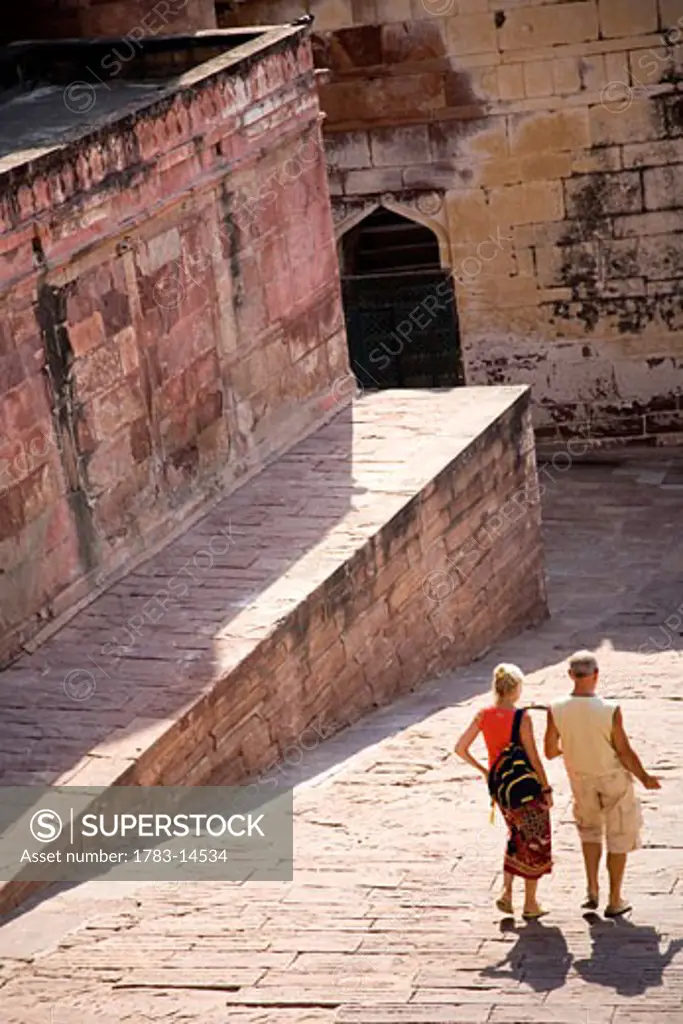 Tourists descending hill in Jodhpur, Jodhpur, Rajasthan, India