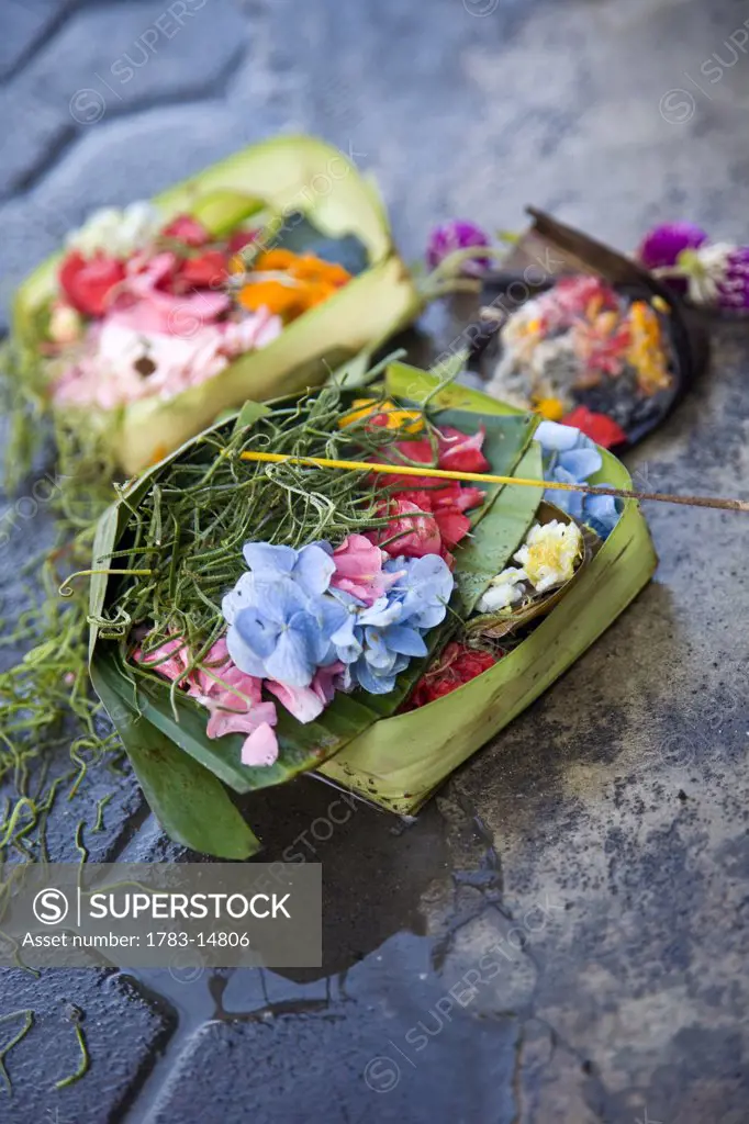 Offerings for temple, Bali, Indonesia.