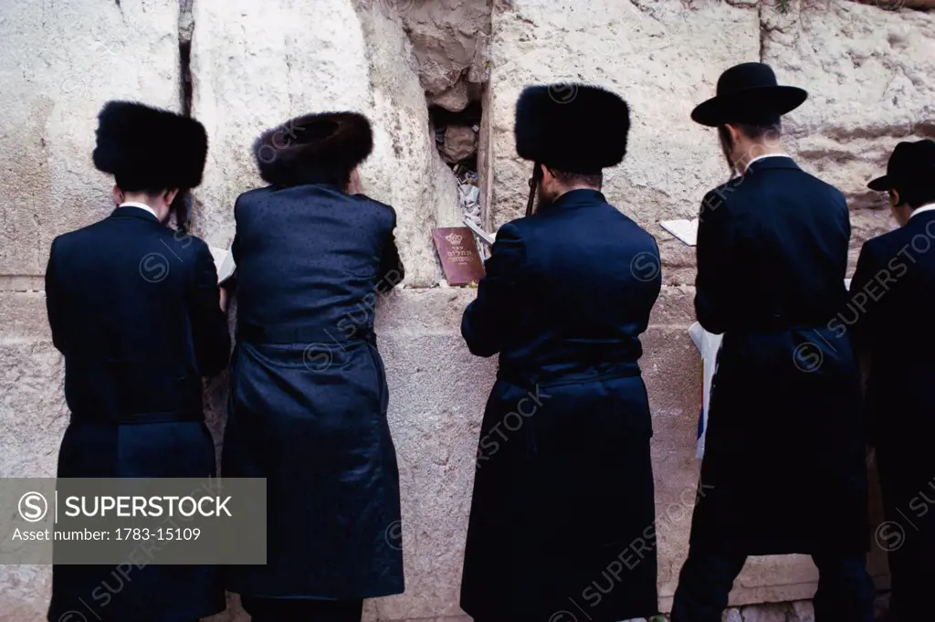 Orthodox jews praying at Wailing Wall, Jerusalem, Israel
