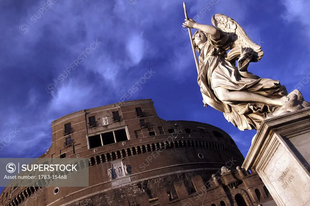 Castel Sant'Angelo and angel on the Ponte Sant'Angelo, Rome, Italy