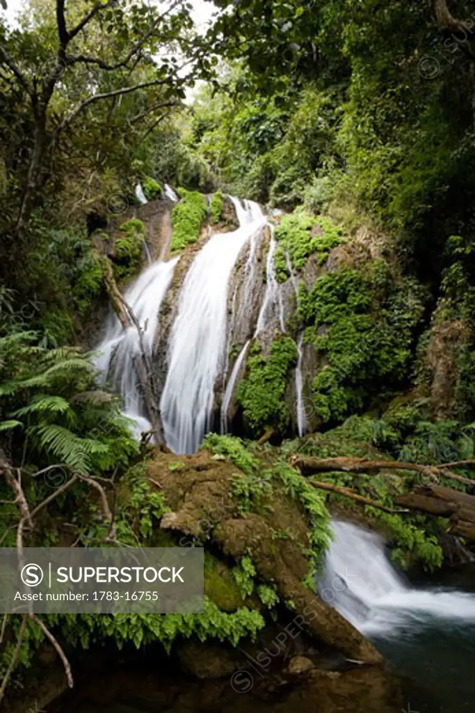 Waterfall in the forest near Phonsavan., The waterfall is popular visiting the Phonsavan region in Laos.