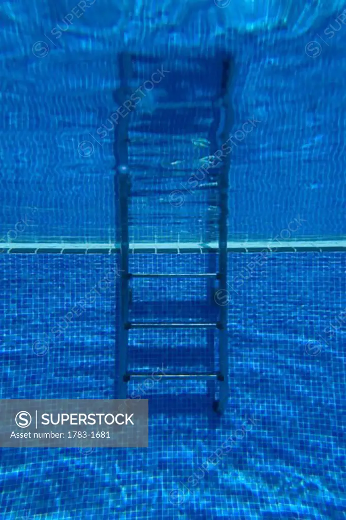 Underwater view of swimming pool steps, Punta Cana, Dominican Republic. 