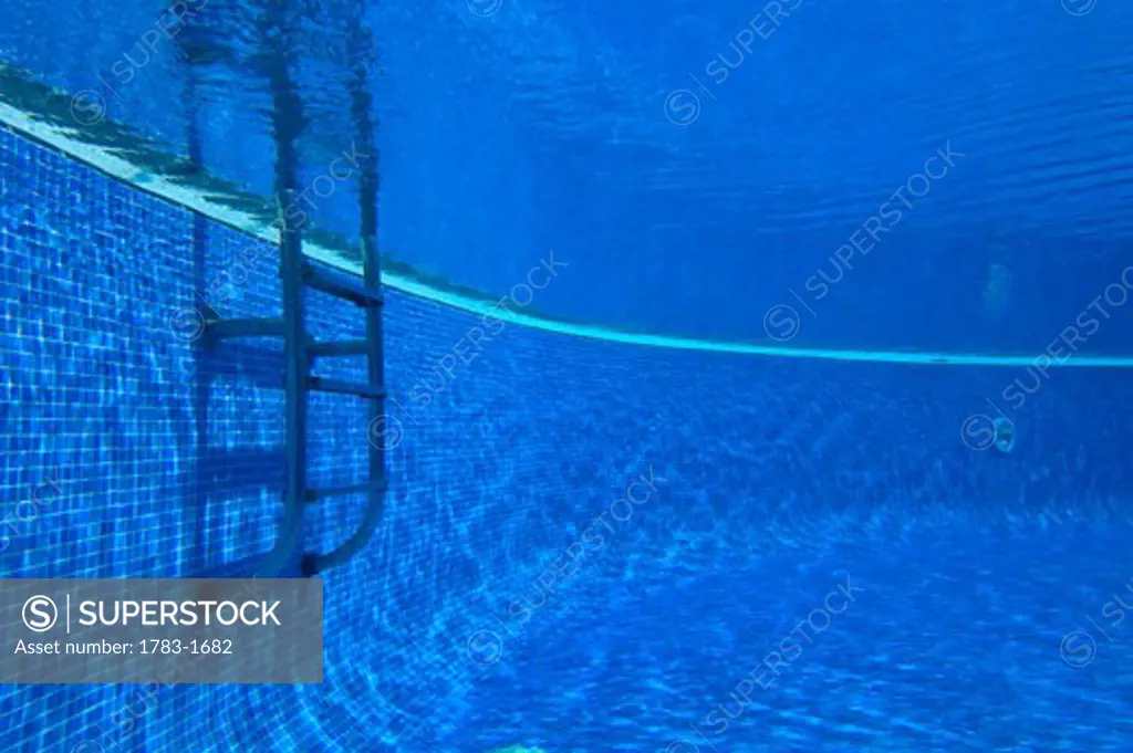Underwater view of swimming pool steps, Punta Cana, Dominican Republic. 