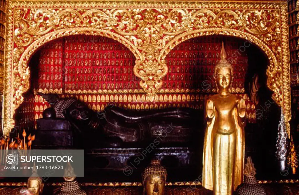 Statue of Reclining Buddha, Wat Xieng Thong, Luang Prabang, Laos