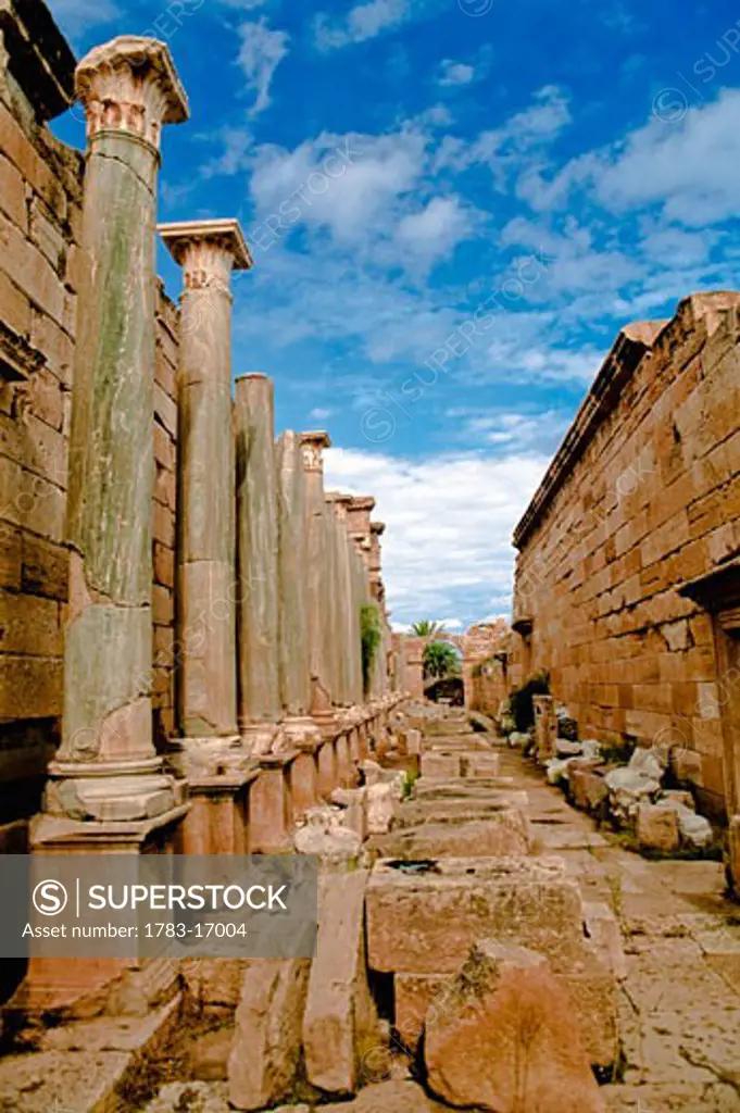 Alley behind Severan Basilica, Leptis Magna, Libya