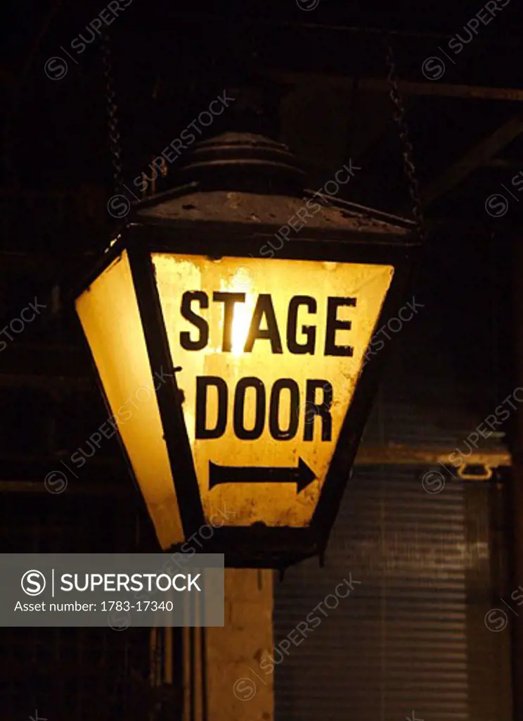 Stage door sign in Theatreland, London