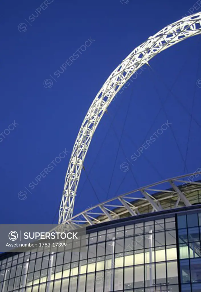 Wembley Stadium at dusk, Close Up, West London, England,