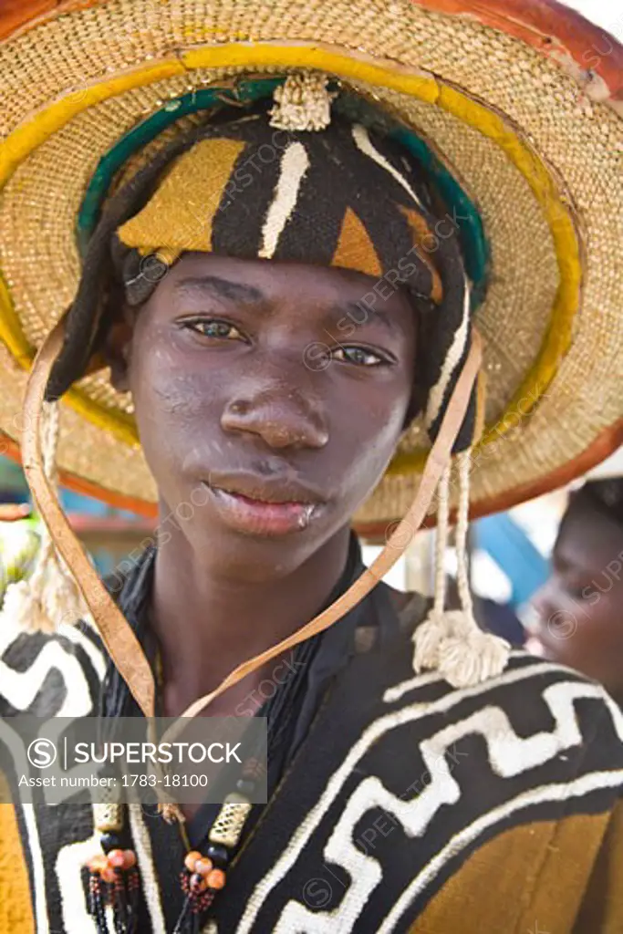 Portrait of woman wearing hat, Djenne, Mali.