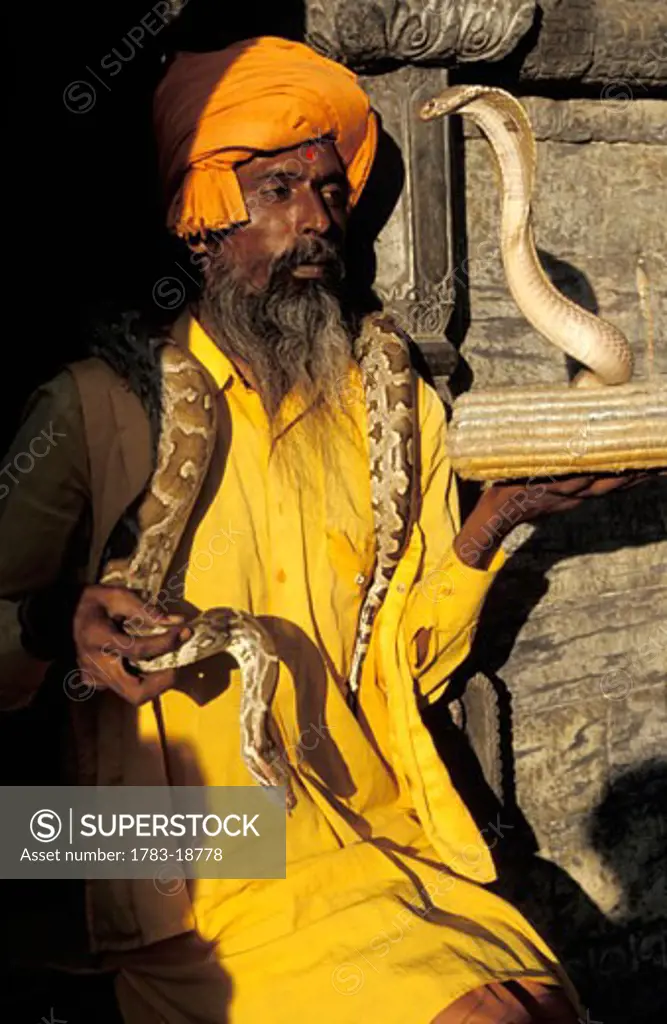 Snake charmer, Pashupatinath  , Kathmandu, Nepal.