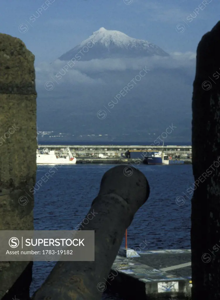 View of volcano on Pico Island from Faial island, The Azores, Portugal