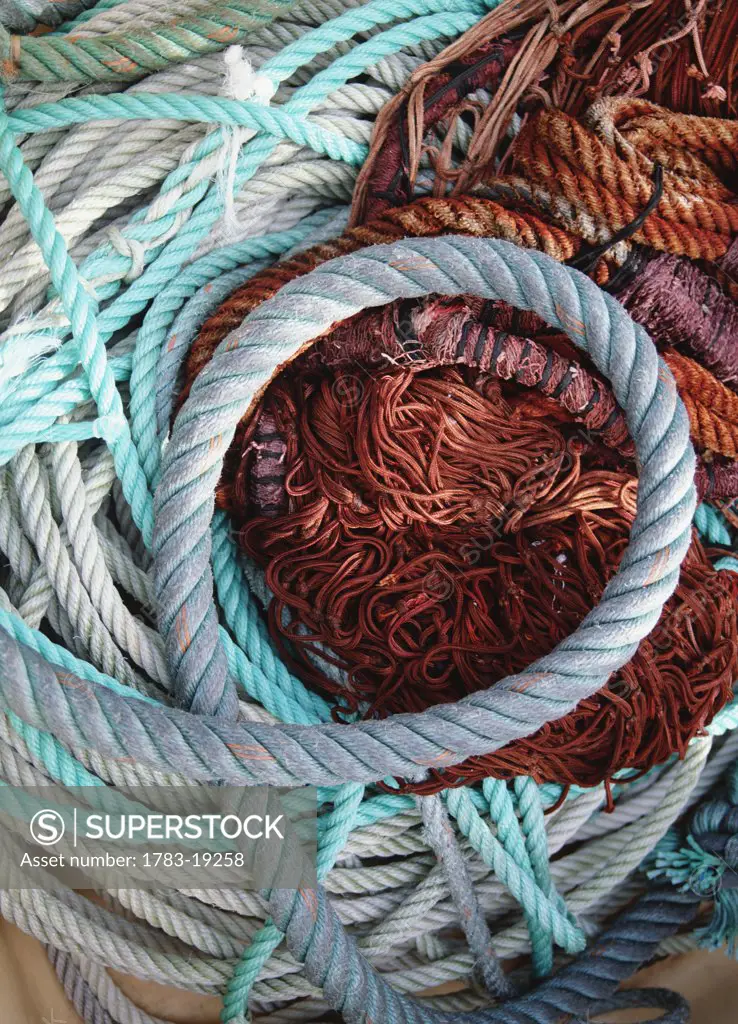 Fisherman rope and nets, close-up, Lisbon, Portugal
