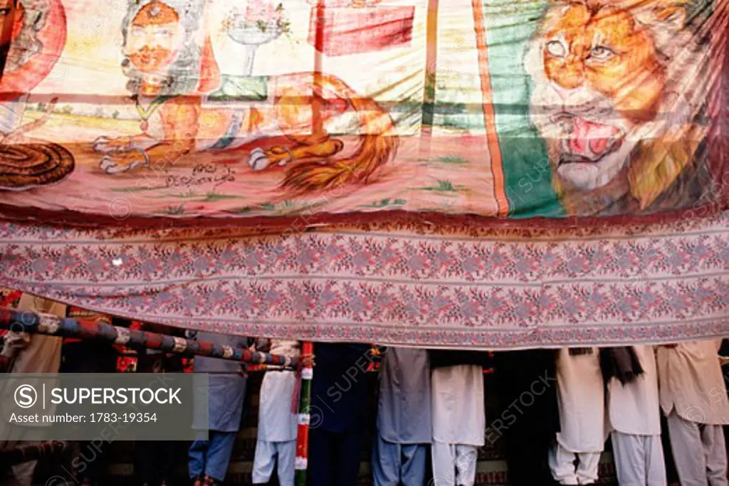 People in circus tent, Pakistan