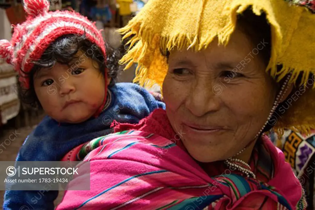 mother and baby, Pisac, Peru.