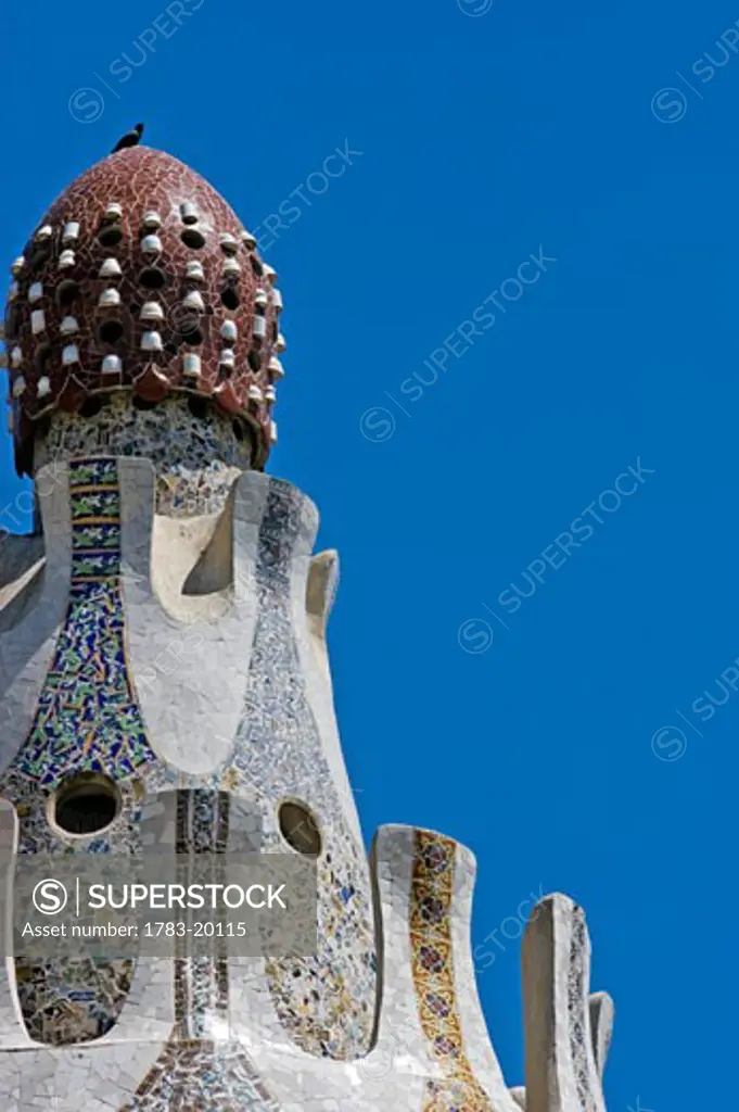 Parc Guell and blue sky, Close Up, Barcelona, Spain 