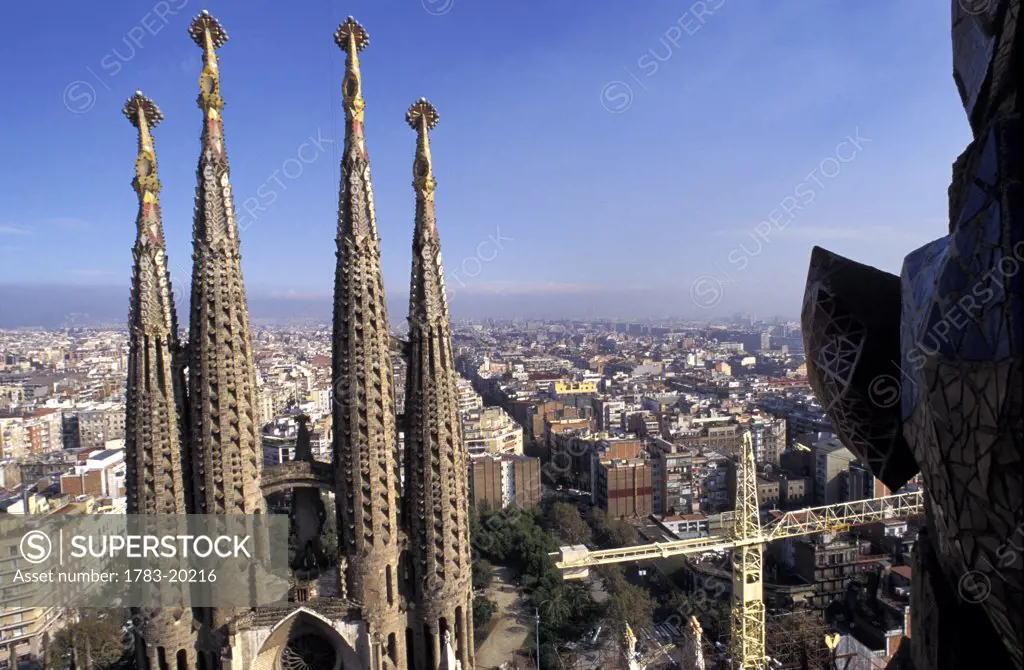 La Sagrada Familia, High Angle View, Barcelona, Spain