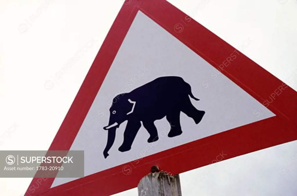 Elephant sign in Addo National Park, Eastern Cape, South Africa .