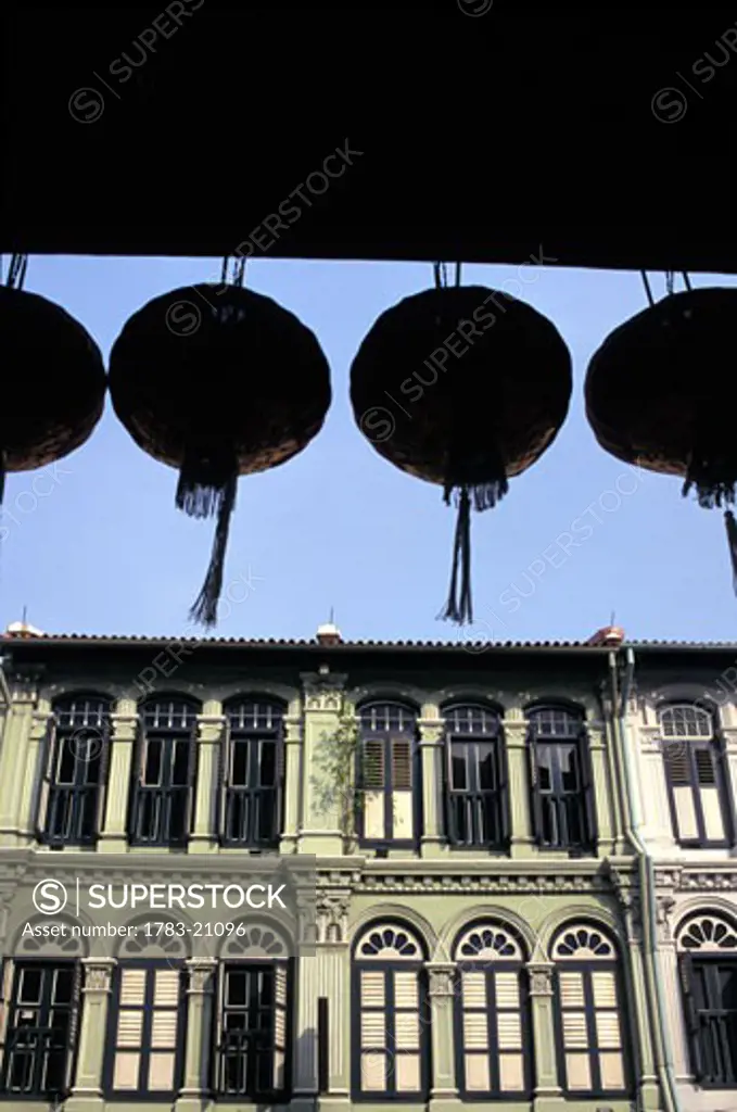 Houses in Chinatown with lanterns, Singapore