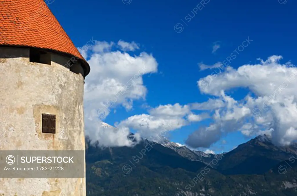 A tower of the castle at Lake Bled., Slovenia.