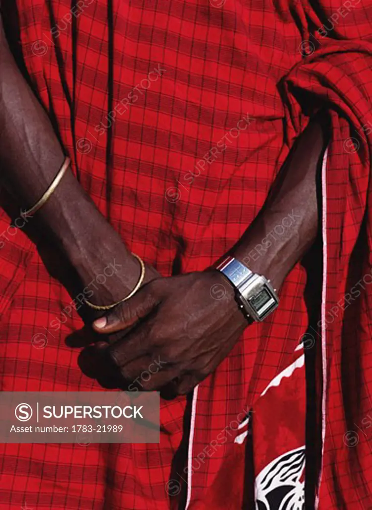 Masai man with watch, close up, Stone Town, Zanzibar, Tanzania