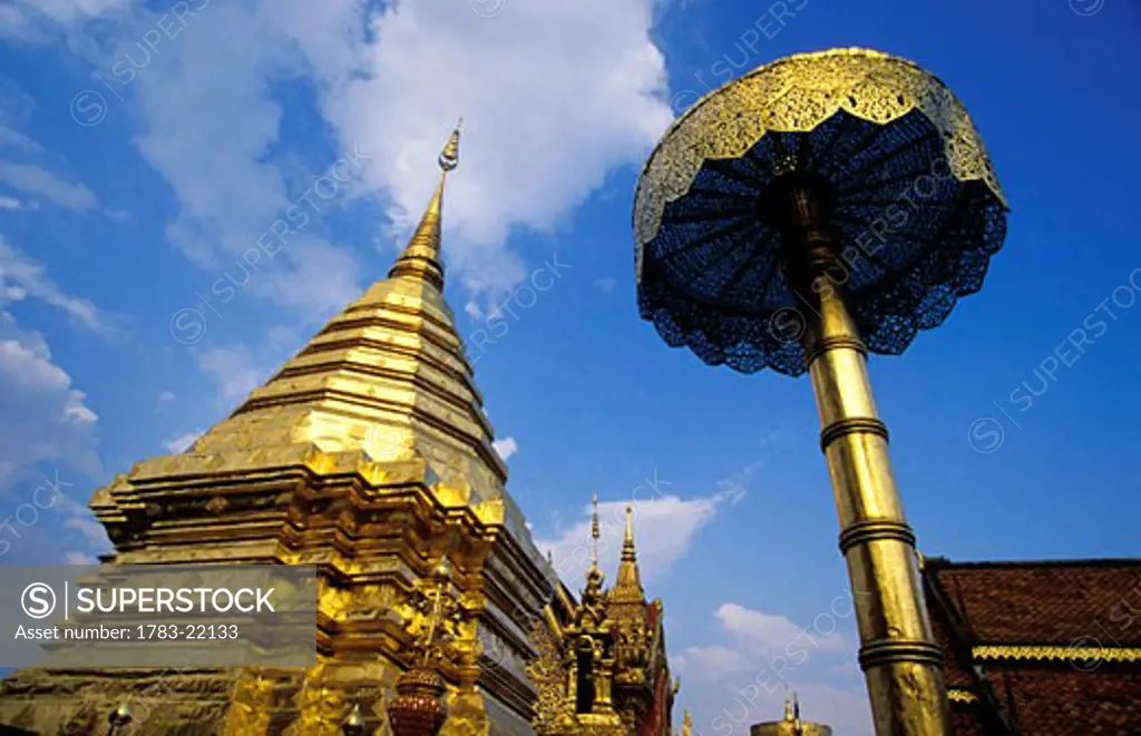 Gold stupa and umbrella Wat Phra Doi Suthep, Chiang Mai, Thailand