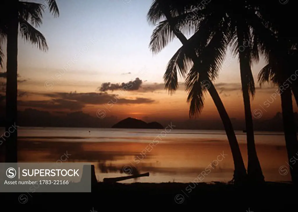 Tropical beach at sunset, Thailand.