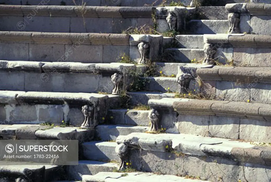 Seating at amphitheatre, Close Up, Turkey