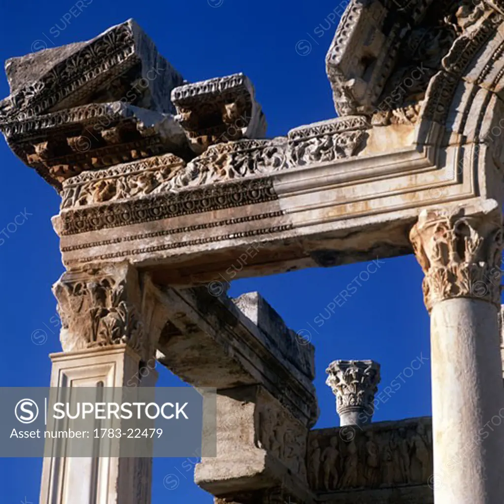 Detail of ancient temple against clear sky, Izmit, Turkey.