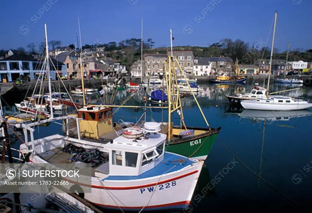 Boats in harbour, Padstow, Cornwall, England.