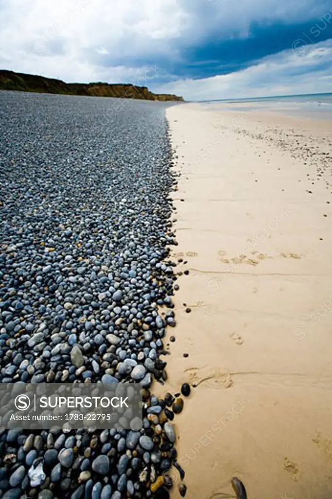 Pebble and sand split beach, NULL.
