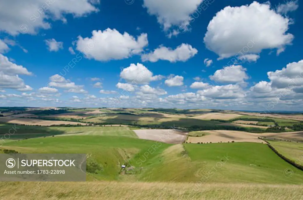Elevated view of the South Downs near Lewes, East Sussex, England..
