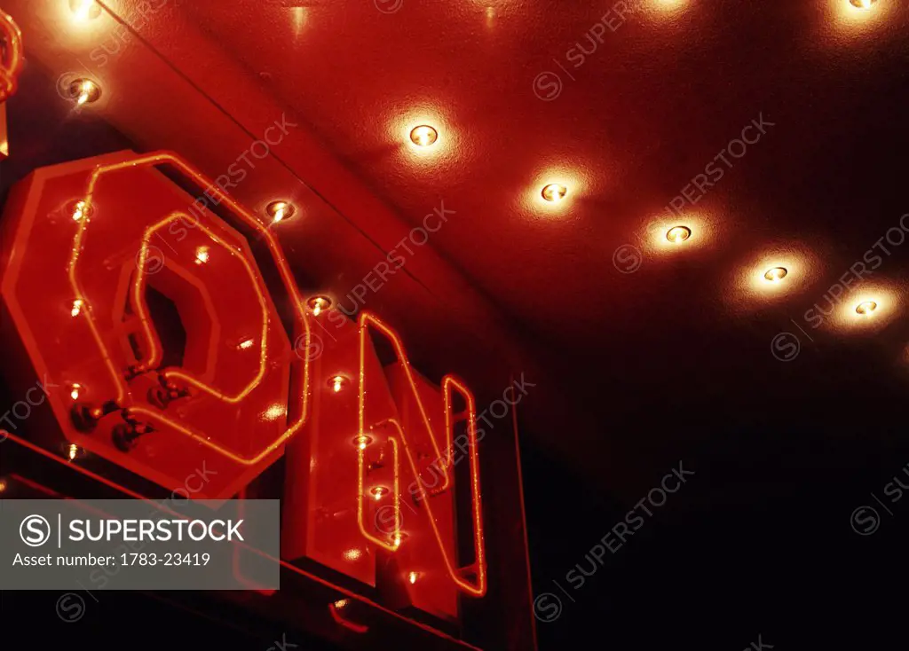 Red neon light sign, Wales