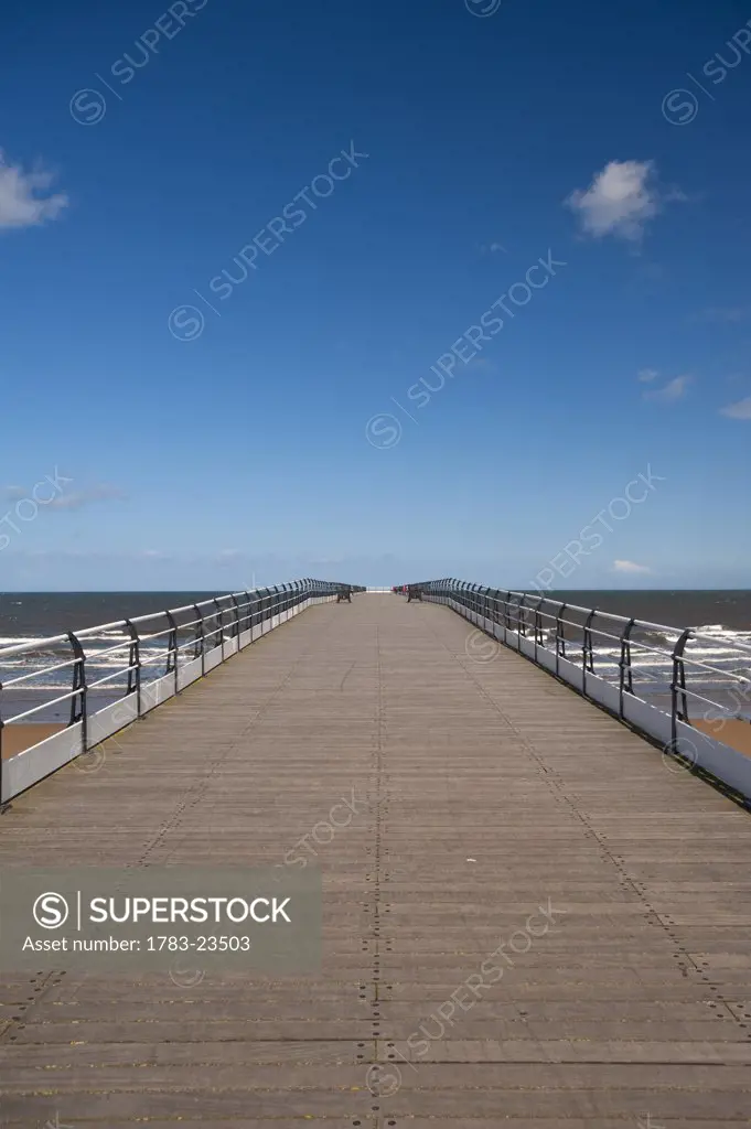Empty pier at Saltburn-by-the-Sea, Redcar and Cleveland, England, UK.