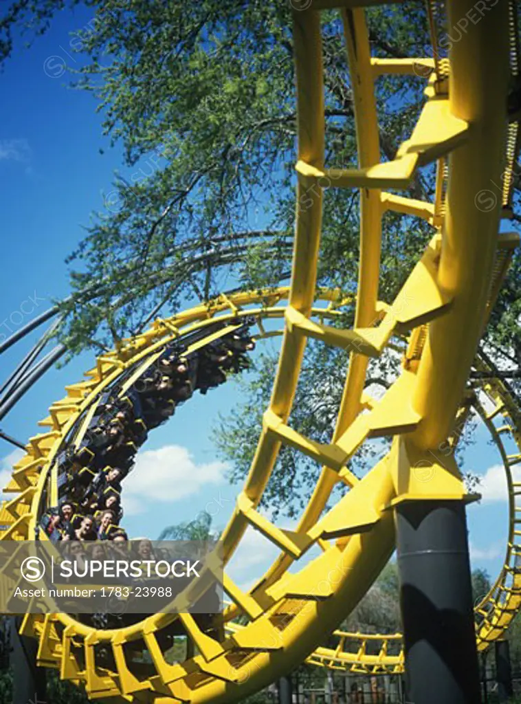 The 'Python' rollarcoaster ride at Busch Gardens, Tampa Bay, Florida, USA.