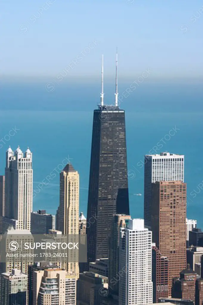John Hancock Center amongst other skyscrapers, Chicago, Illinois, USA.