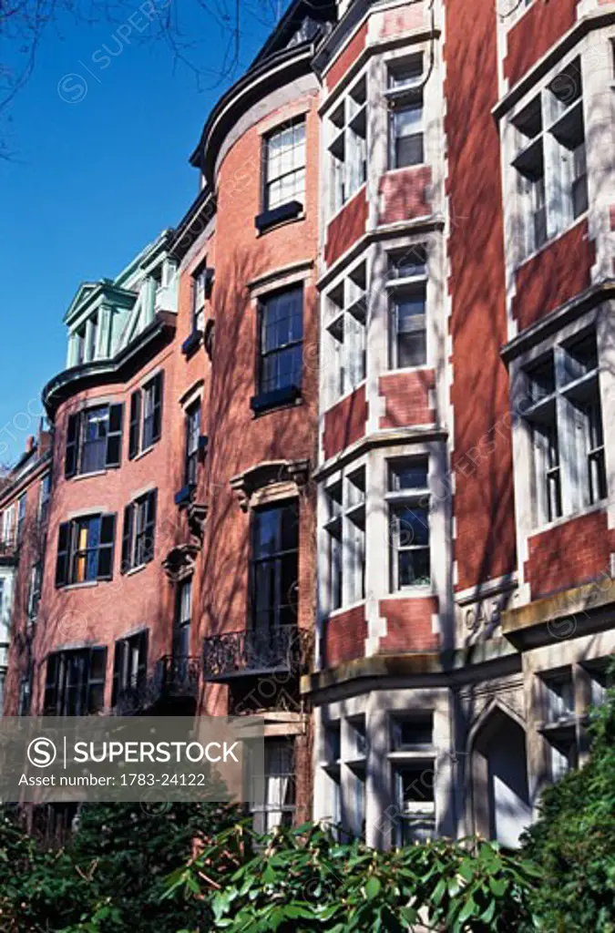 Brownstone Townhouses on Mount Vernon Street, Boston, Massachusetts, USA.