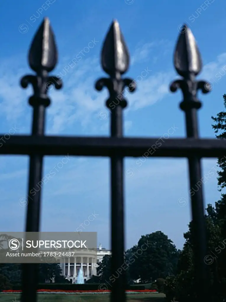 The White House as seen through fence, Washington DC, United States