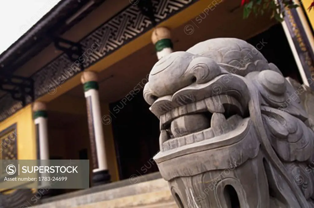 Stone dragon in front of Thien Vuong Pagoda, Dalat, Vietnam.