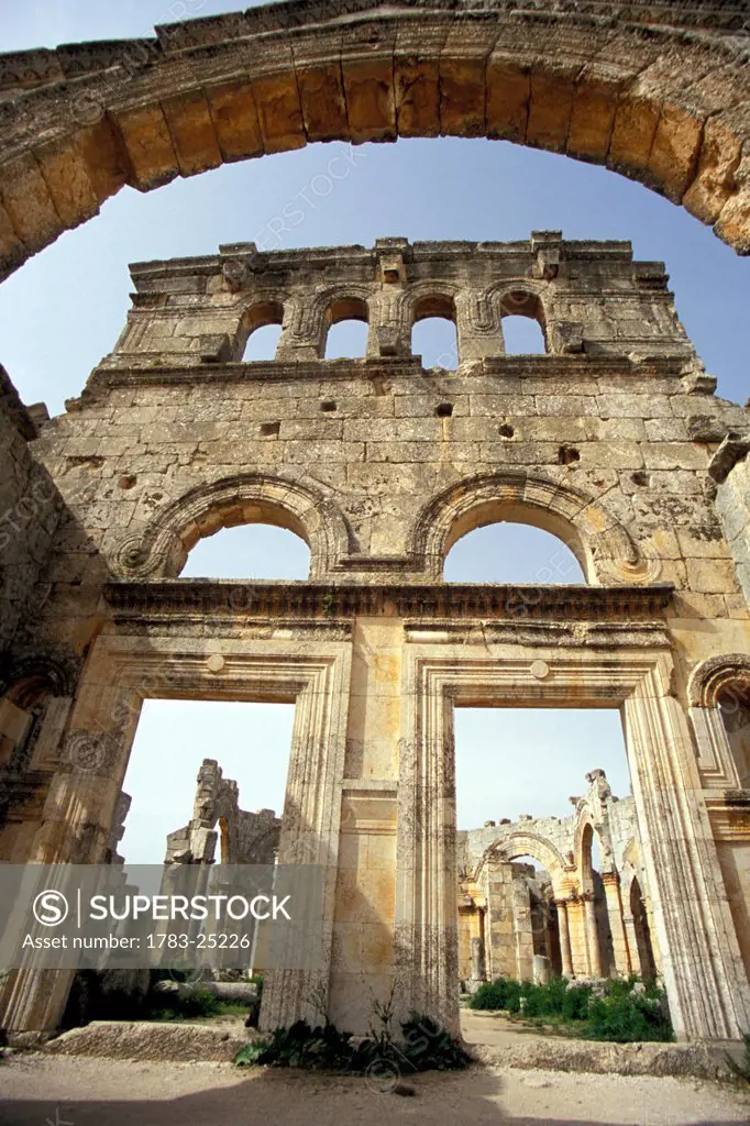 Low angle view through archway, Narthex, St Simeon´s Church, Syria