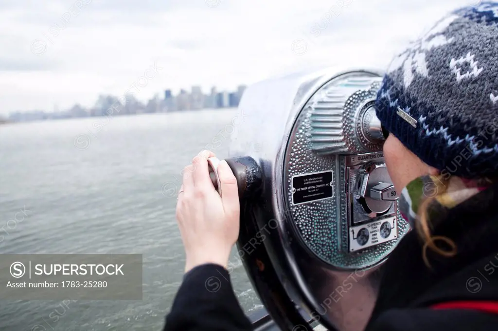 Binoculars for visitors to liberty Island
