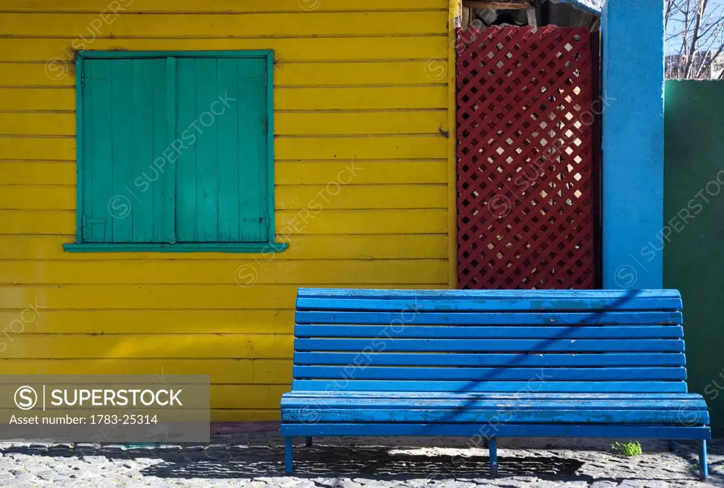 Blue bench, La Boca, Buenos Aires, Argentina