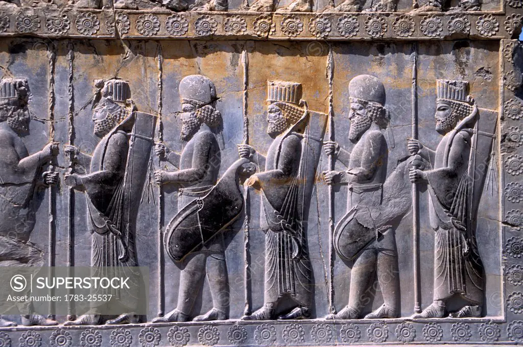 Close_up of carvings on Monumental Door, Persepolis, Iran