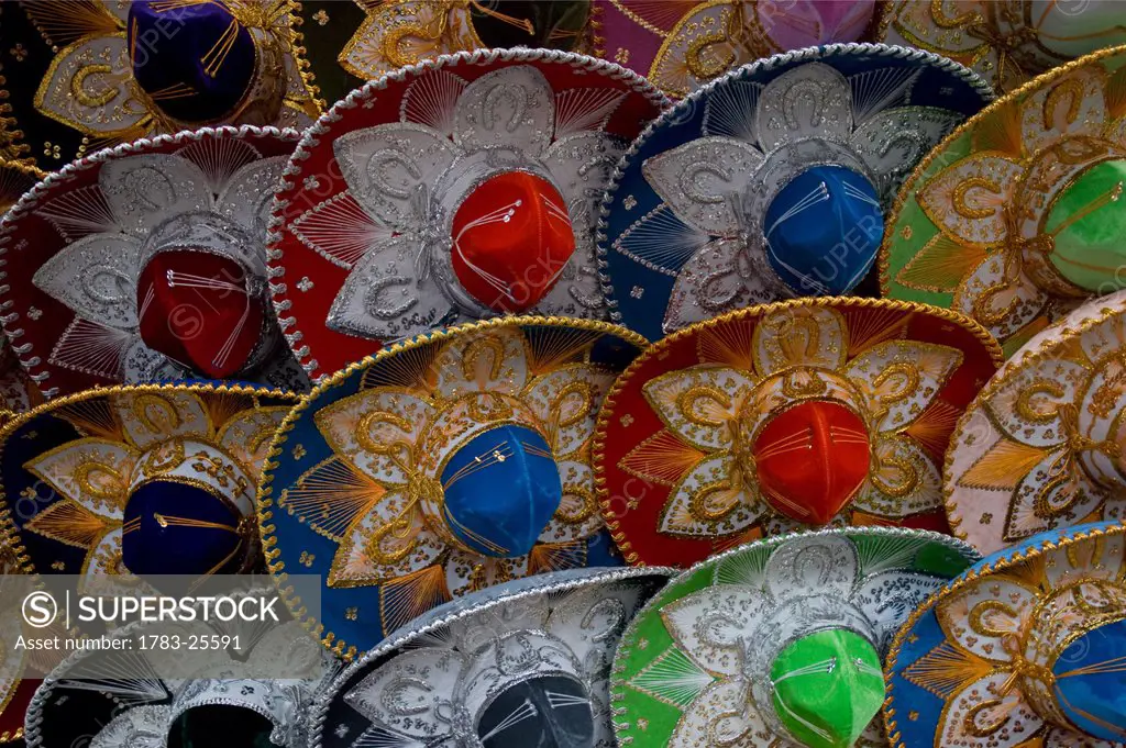 Full frame of Mariachi hats, Ciudadela, Mexico