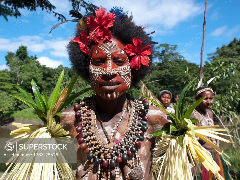 Portrait of Fish dancer, Karawari River, Papua New Guinea.