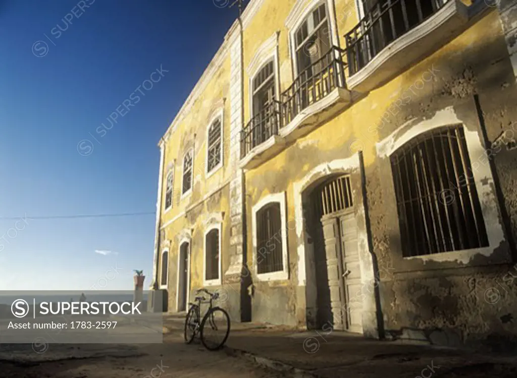 Old ruined colonial building on the seafront of Ilha de Mocambique, Mozambique.