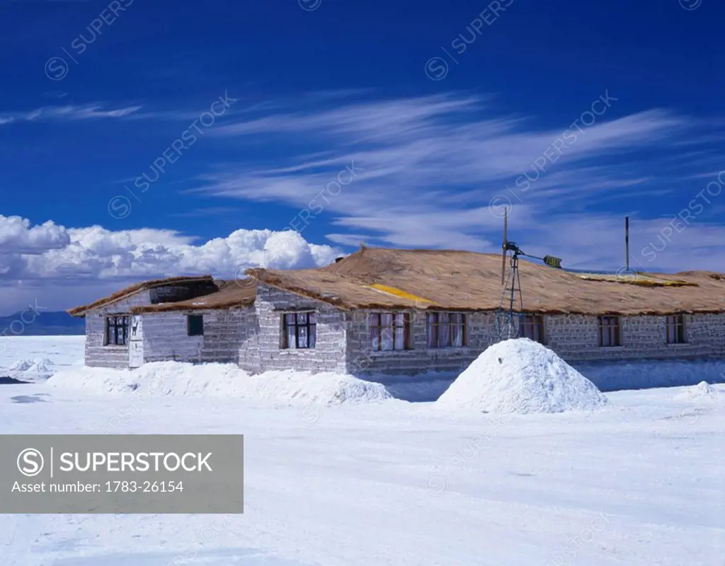 Salt hotel made of pure salt bricks, Bolivia, Uyuni salt flat