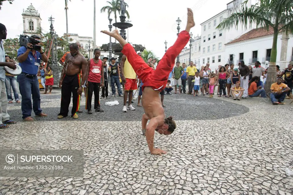Capoeira display at Terreiro de Jesus, Pelourinho, Salvador, Bahia, Brazil