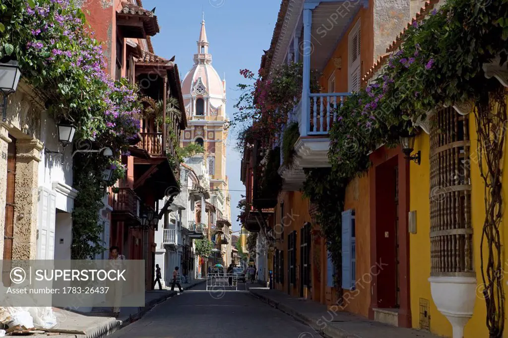 View towards the Cathedral, Cartagena, Colombia